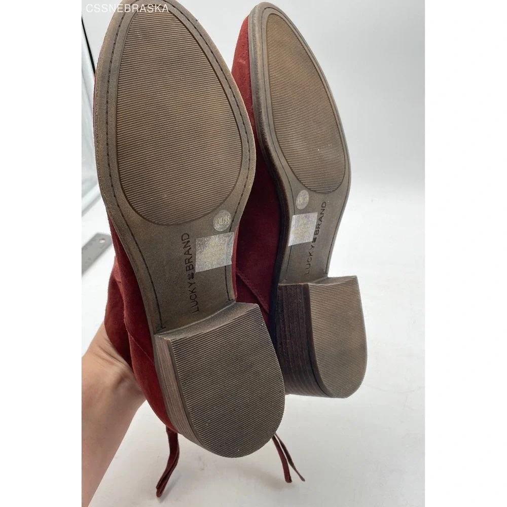 LUCKY BRAND Lahela Ankle Boots‎ in Red/Sable Suede - Size 8/38
